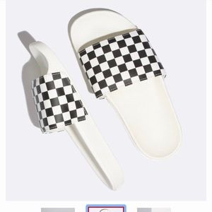 black and white checkered slides